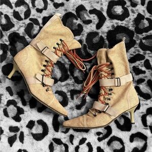 Vintage 2000s Y2k DIESEL  Distressed leather Pointed heels size 7.5